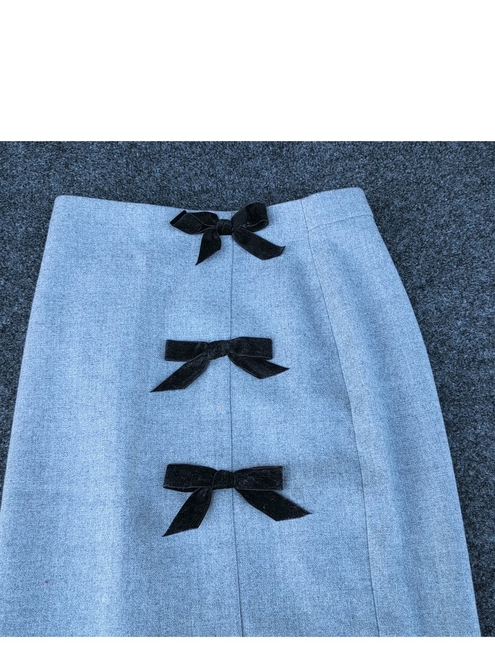 J Crew Skirt Womens Size 6 Gray Tweed Wool Pencil Black Bows 30in Waist Career - Picture 2 of 12